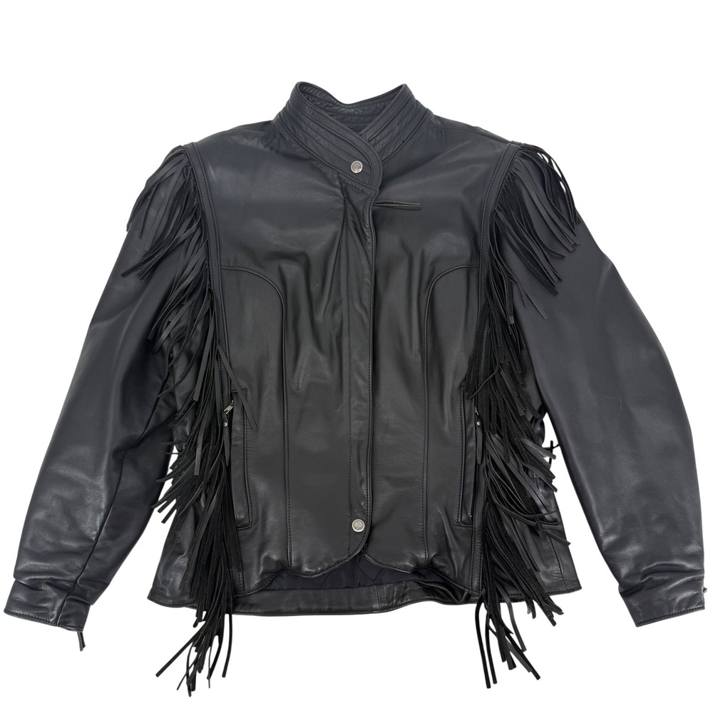 Vintage 90s Harley-Davidson Women's Mirage‎ Leather Fringe Jacket Made in USA